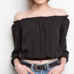 brandy melville maura black peasant top